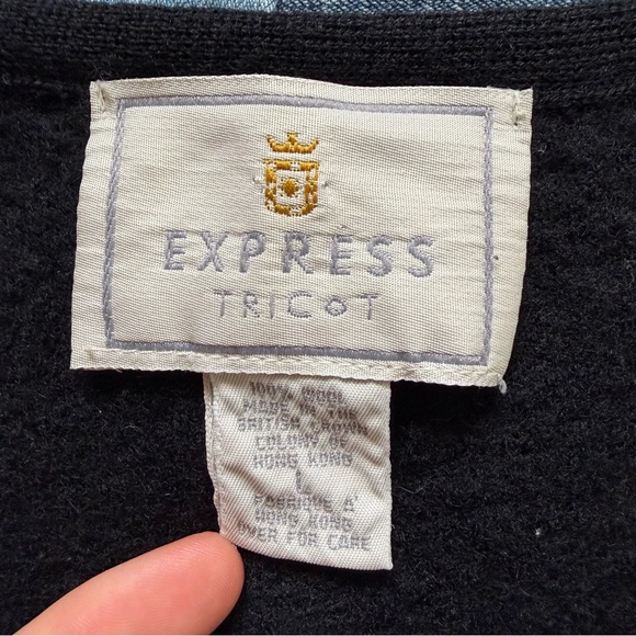 express tricot embroidered floral wool vest black & grey size L - Picture 2 of 9